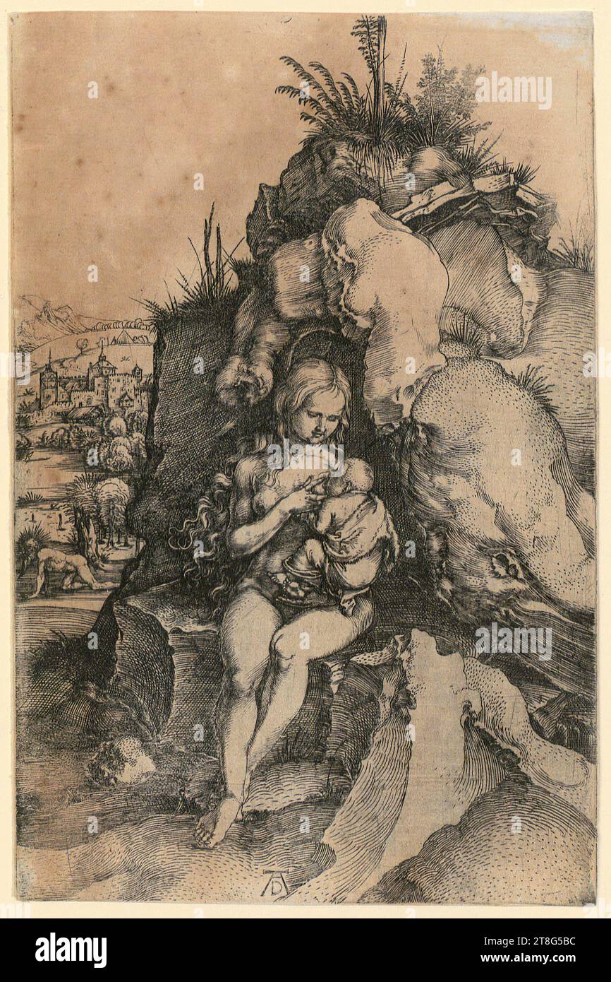 Albrecht Dürer (1471 - 1528), Busse des heiligen Johannes Chrysostomus, origin of the print: around 1496, copperplate engraving, sheet size: 18.1 x 11.8 cm, bottom center monogrammed 'AD Stock Photo