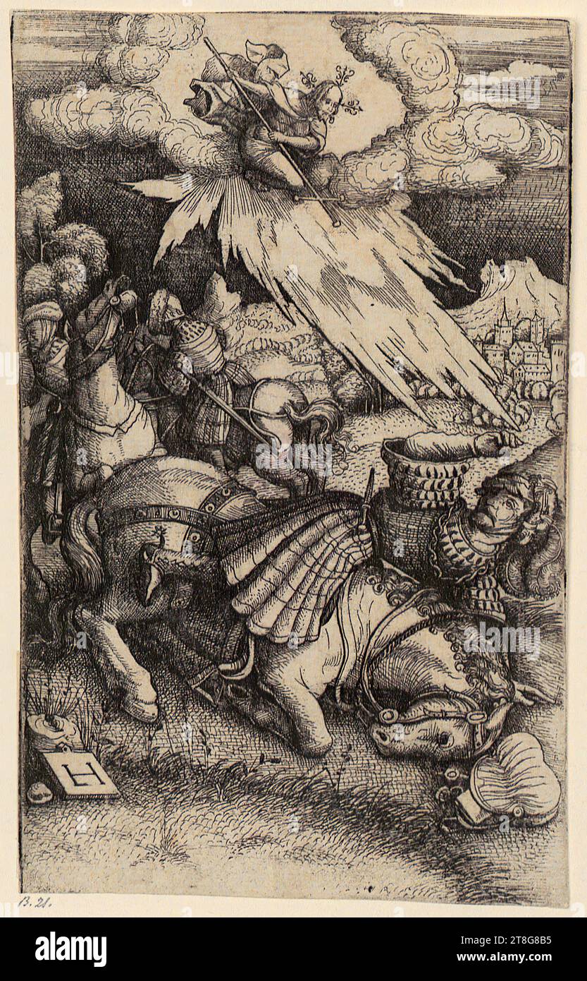Lambert Hopfer (1520, 1530 mentioned circa), Conversion of St. Paul, print medium: circa 1520 - 1550, iron etching, sheet size: 13.9 x 8.6 cm, monogrammed 'LH' on lower left panel Stock Photo