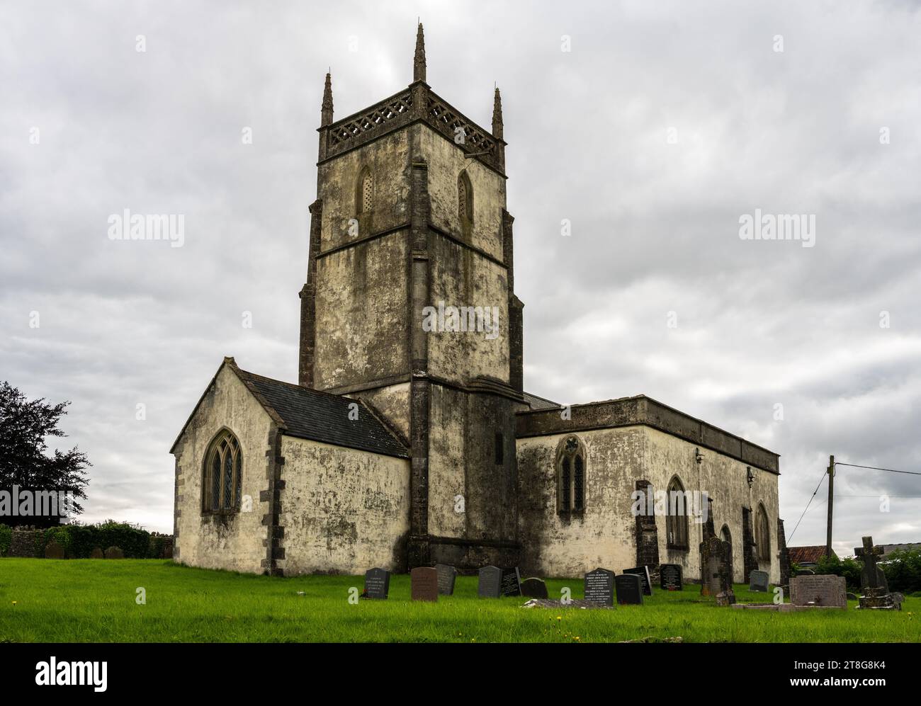 The traditional parish church of the Blessed Virgin Mary in Emborough on Somerset's Mendip Hills. Stock Photo