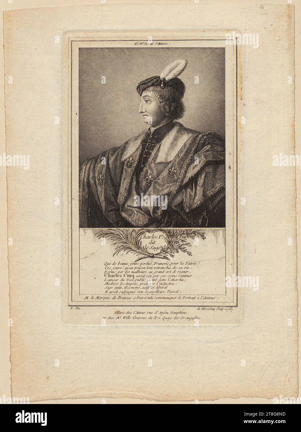 Gravure de Charles V dit le Sage, par de Marcenay 1767 Gravure de Charles V dit le Sage, par de Marcenay 1767