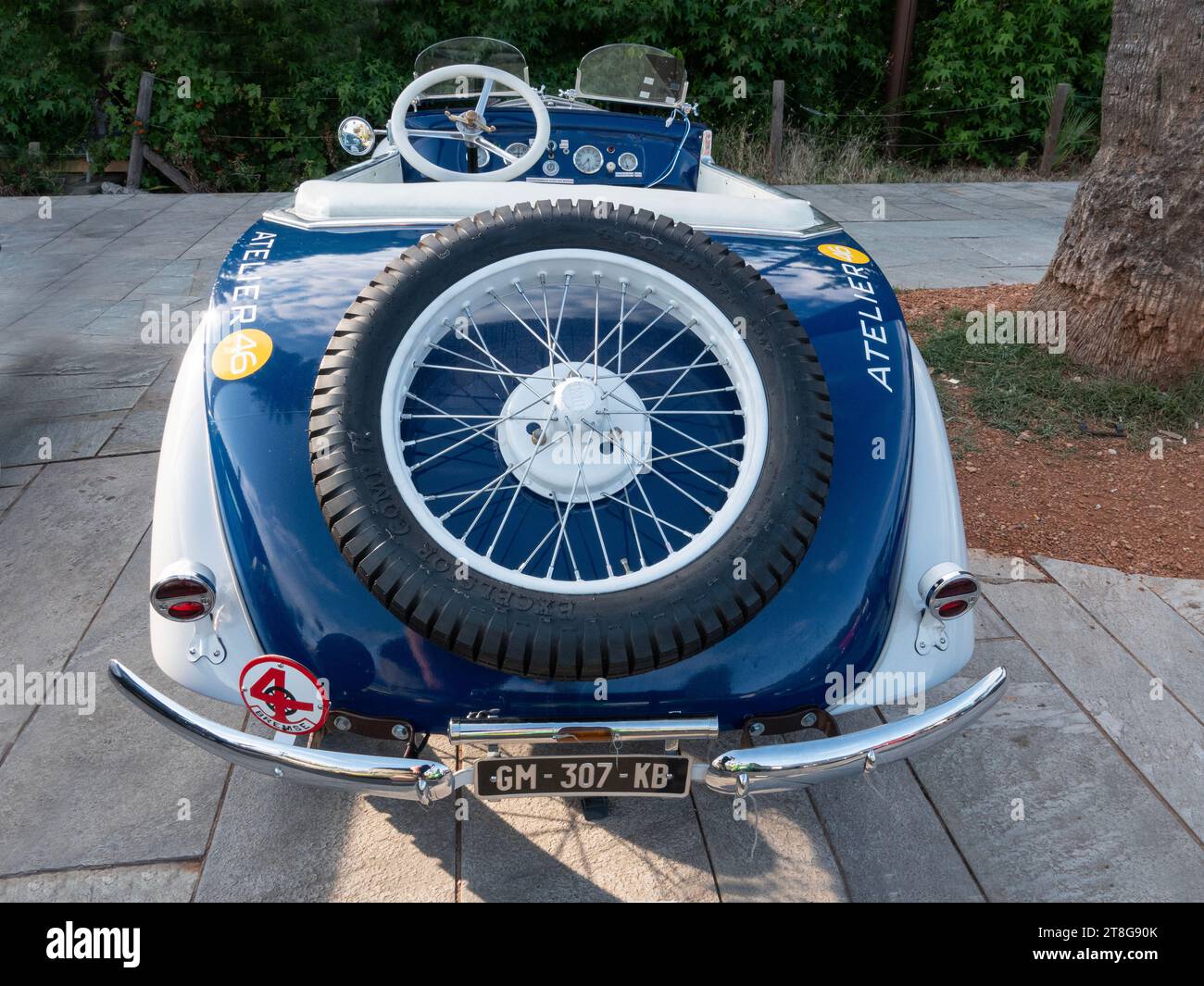 Classic German roadster DIXI - BMW DA 2 Typ Ihle 600 Sport cabriolet from approx. 1935. Seen from rear back. Nice, France - June 8, 2023. Stock Photo