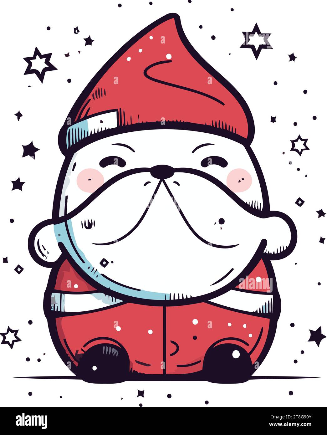 Cute Santa Claus. Hand drawn vector illustration in cartoon style Stock ...