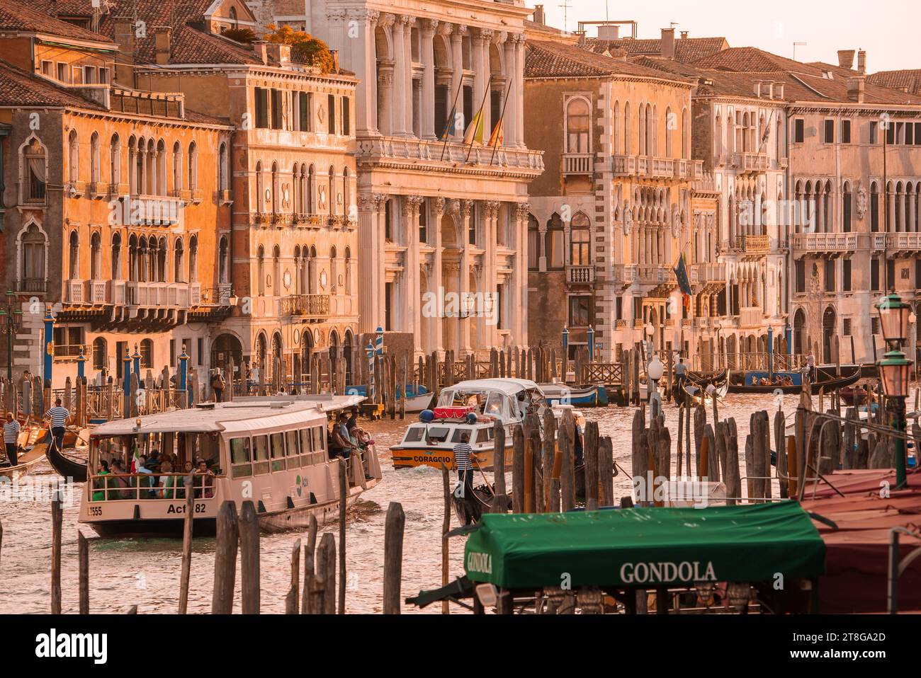 Scenic View of Grand Canal, Venice, Italy with Renaissance and Baroque Architecture Stock Photo