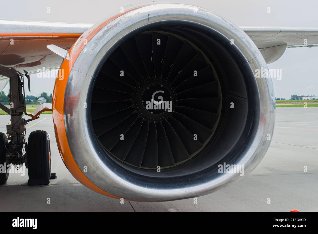 Close-up of an aircraft engine. High-quality photo Stock Photo