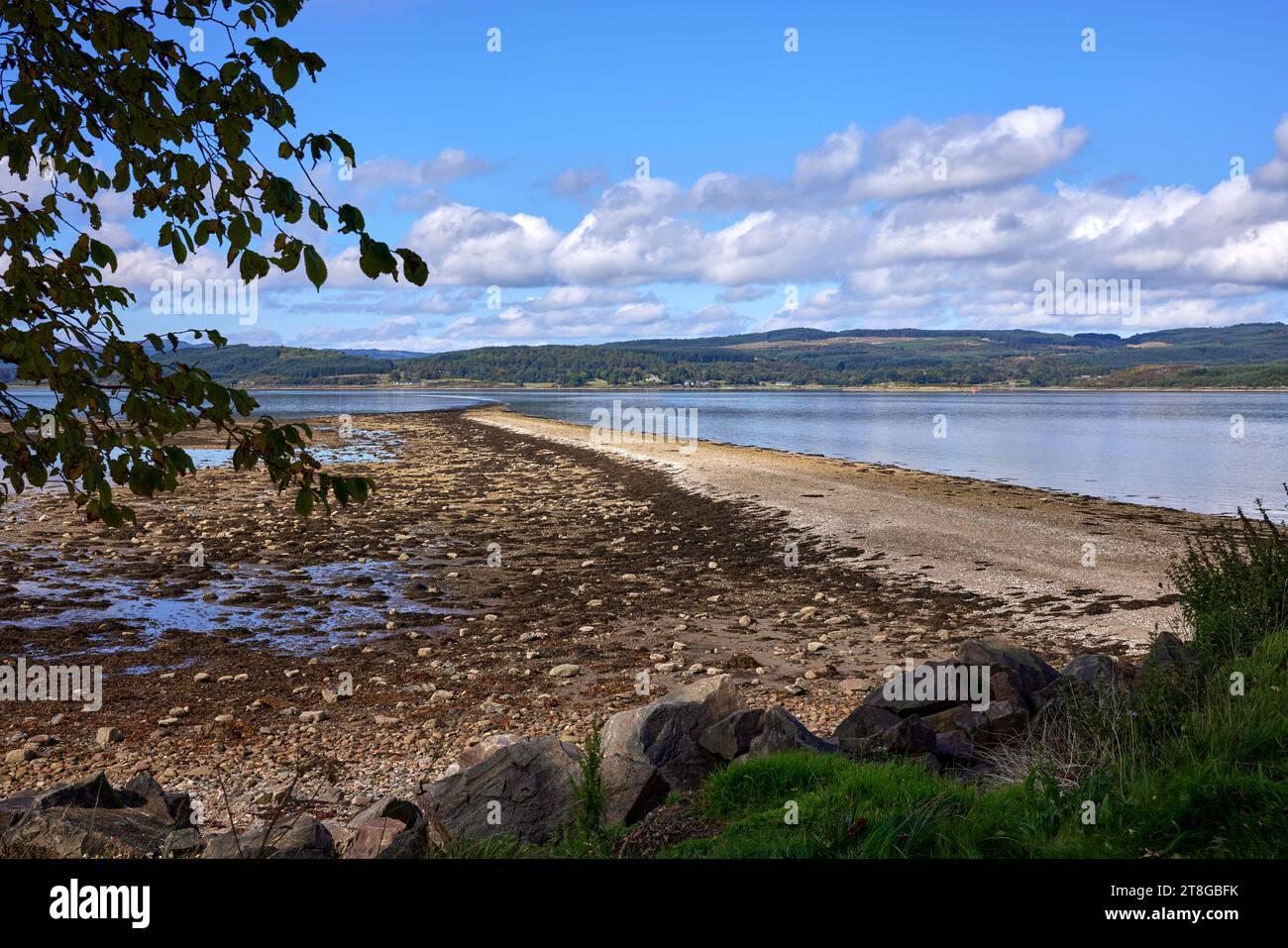 At low tide, the bar across Loch Fyne is visible at Otter Ferry Stock Photo