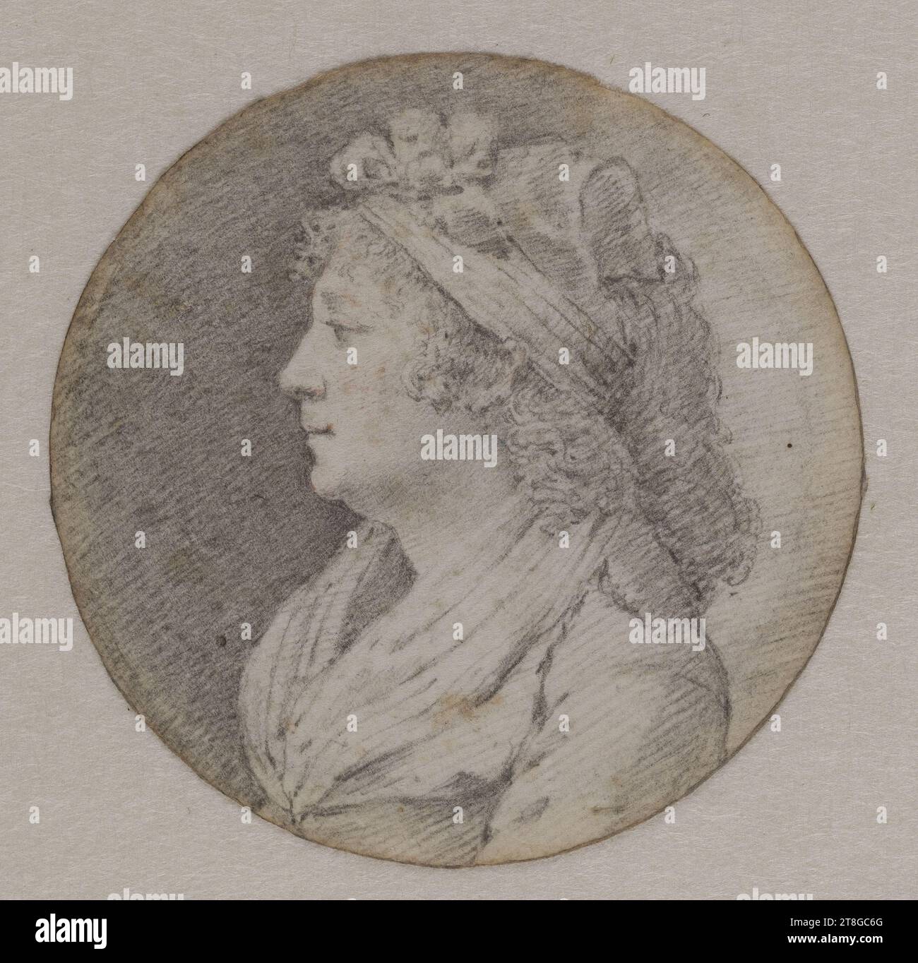 Presumed portrait of Princess de Lamballe, Drawing, Graphic arts, Drawing, Drawing, Dimensions - Work: Diameter: 8 cm Stock Photo