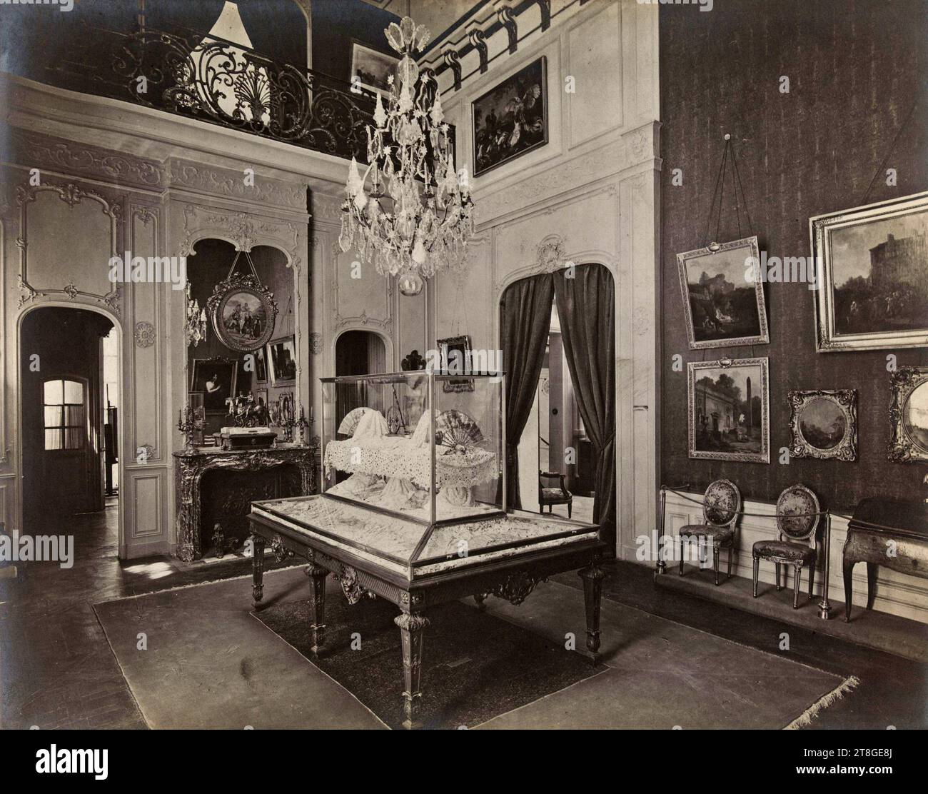 Interior View of a Museum Displaying Fans in a Window, Photographer, 20th century, Photography, Graphic Arts, Photography, Gelatino silver bromide print, Dimensions - Work: Height: 22.4 cm, Width: 28.4 cm Stock Photo