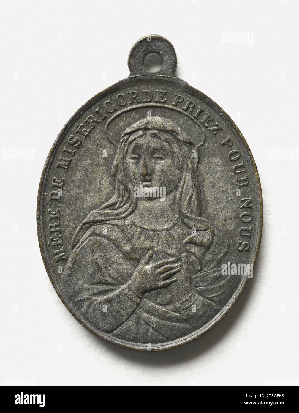 Sainte Vierge de Rimini, 12 mai 1850, In 1850, 19th century, Numismatics, Medal, Pewter, Paris, Dimensions - Work: Diameter: 1.8 cm, Weight (type dimension): 2.53 g Stock Photo