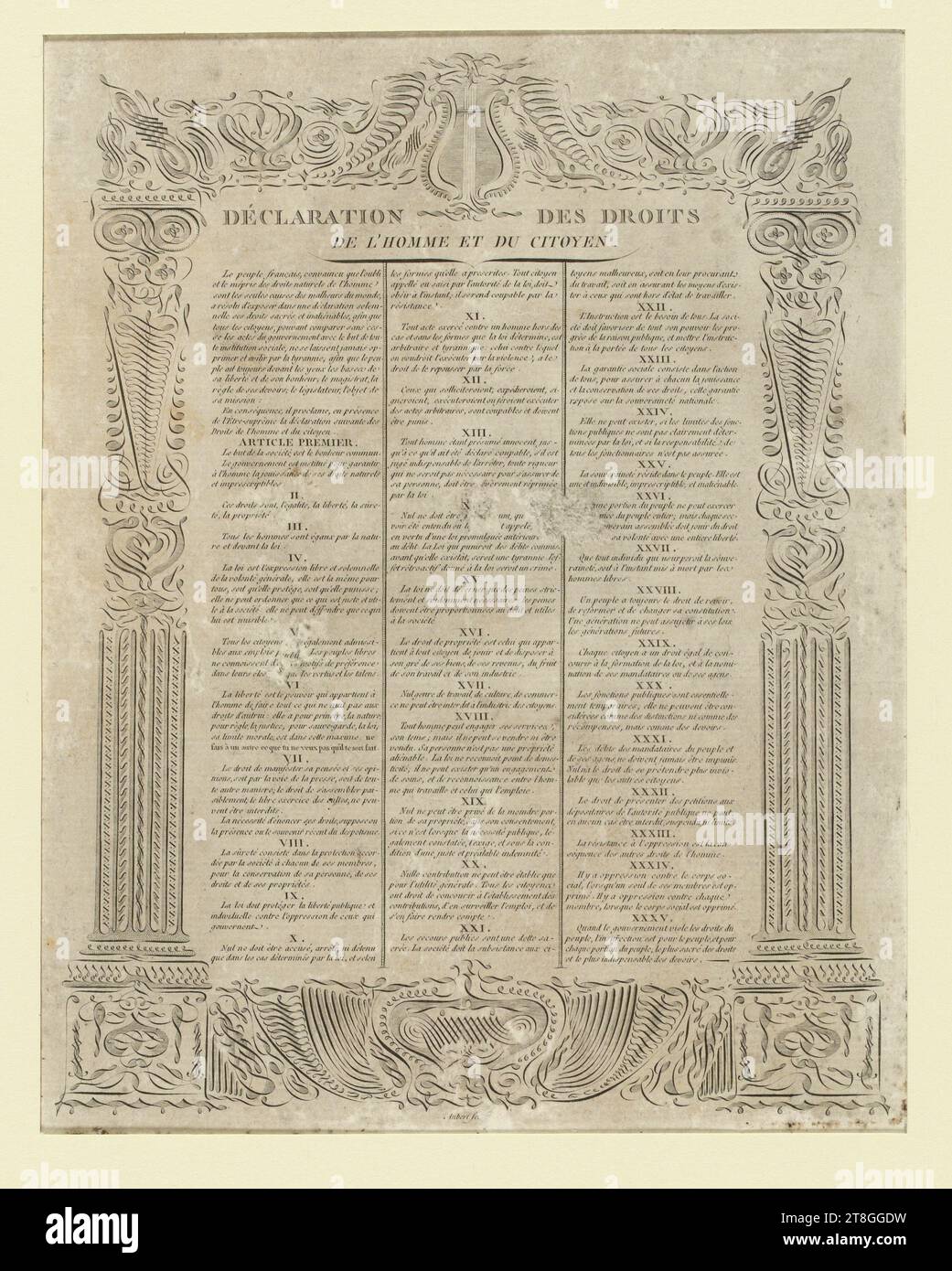 Declaration of the rights of man and of the citizen aubert engraver