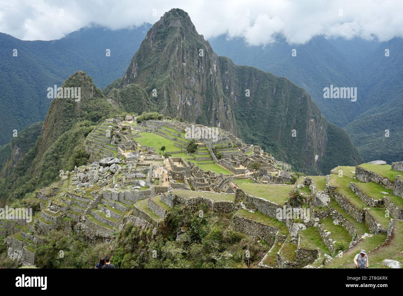 Machu Picchu, Peru, October 6, 2023. Looking down on Machu Picchu site ...