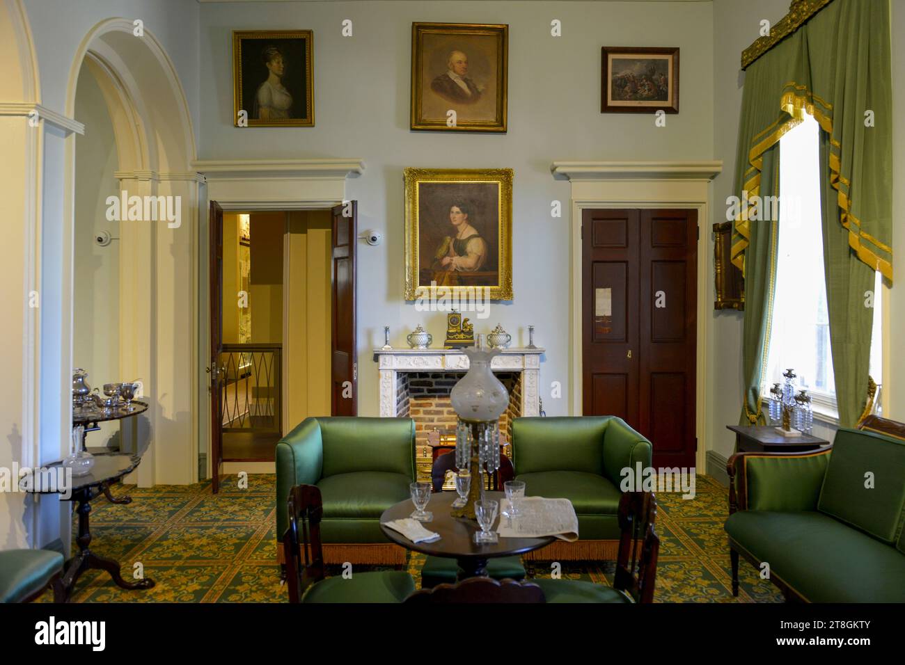 The interior of Arlington House in Virginia with its orginal decor from the times of post-Civil War Stock Photo
