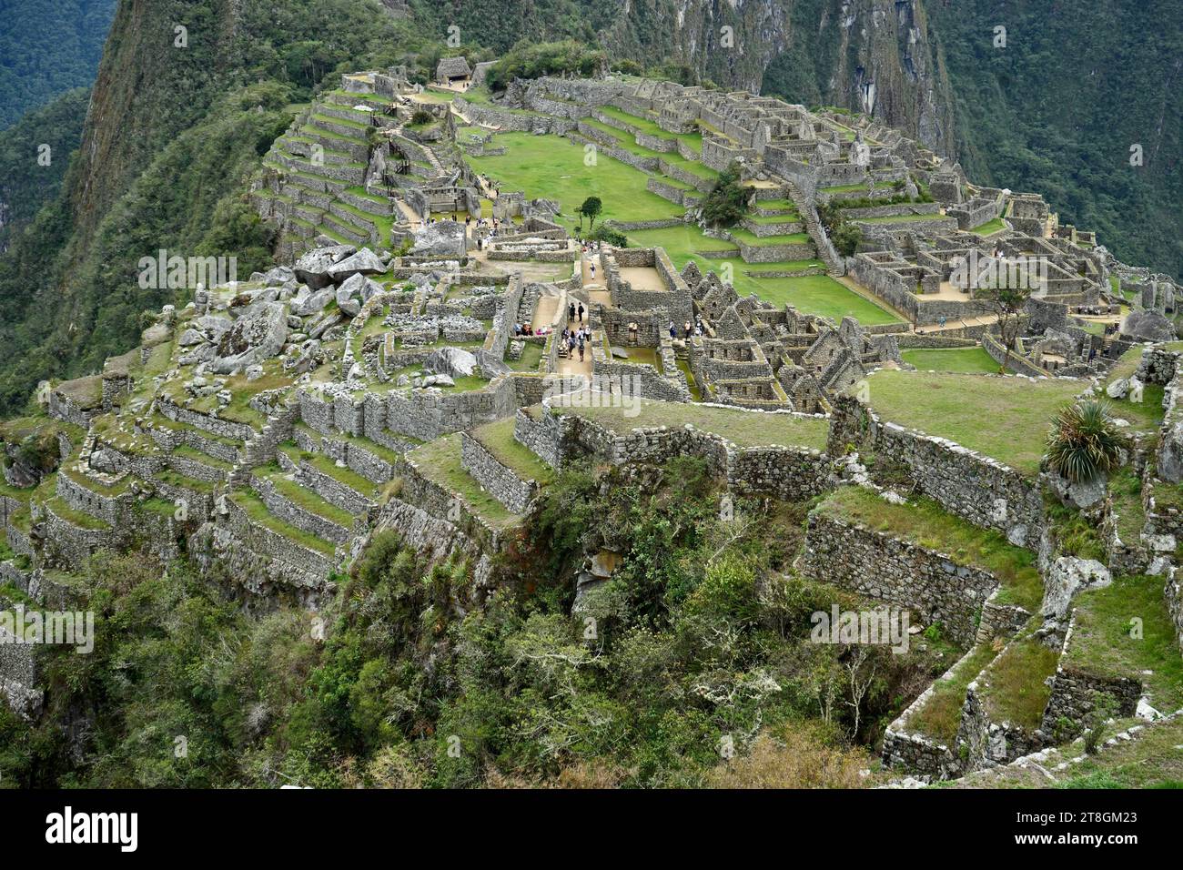 Machu Picchu, Peru, October 6, 2023. Looking down on Machu Picchu site ...