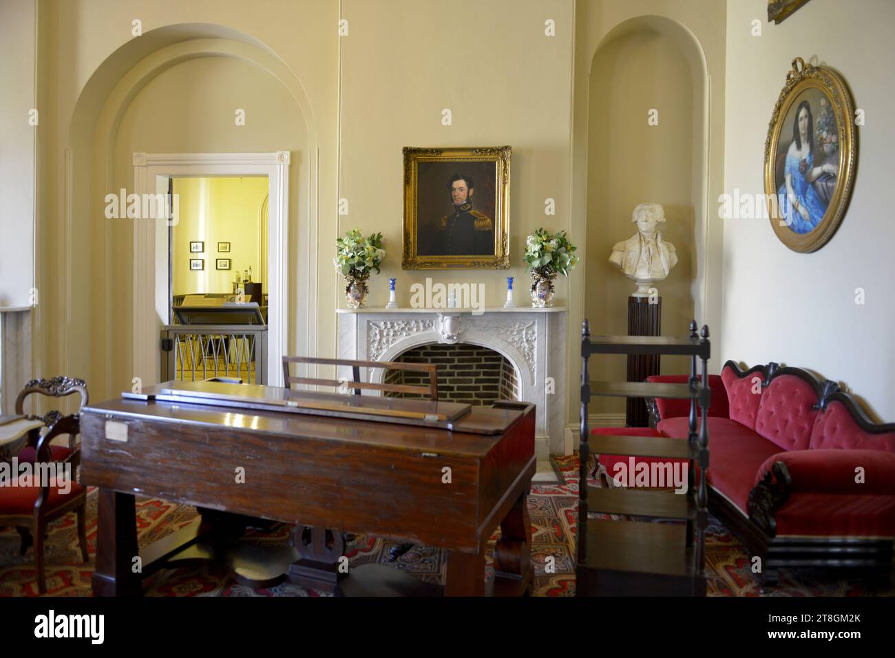 The interior of Arlington House in Virginia with its orginal decor from the times of post-Civil War Stock Photo
