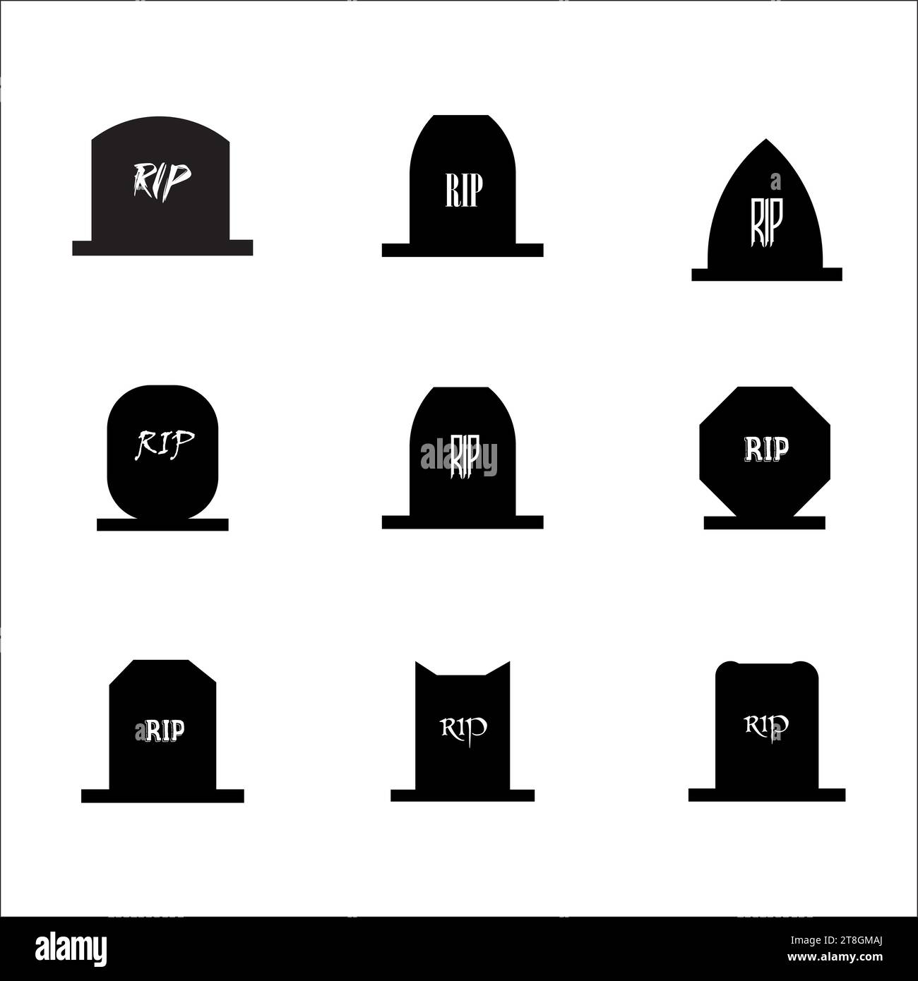 Tombstone silhouette vector icons for graphic and web design Stock Vector