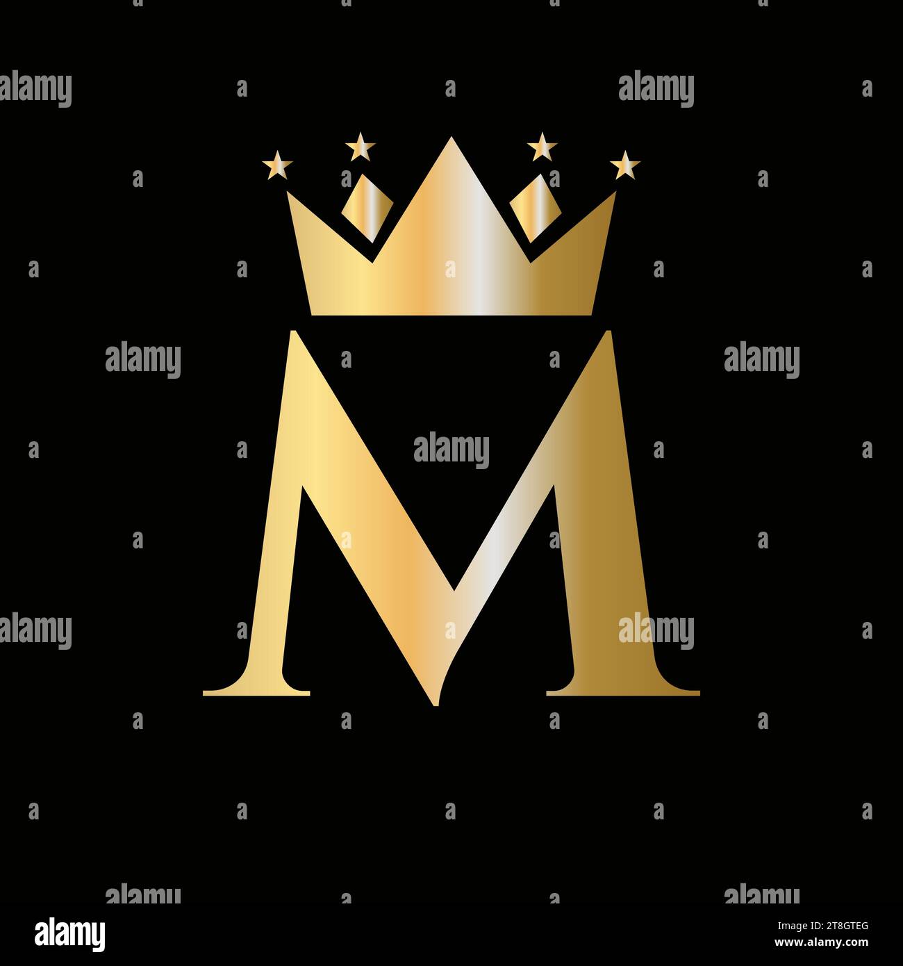 Crown Logo On Letter M with Star Icon. Crown Symbol Template Stock