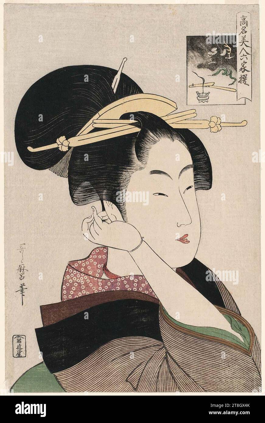 Utamaro (1795–96) Kōmei bijin rokkasen - Tatsumi Rokō. Stock Photo