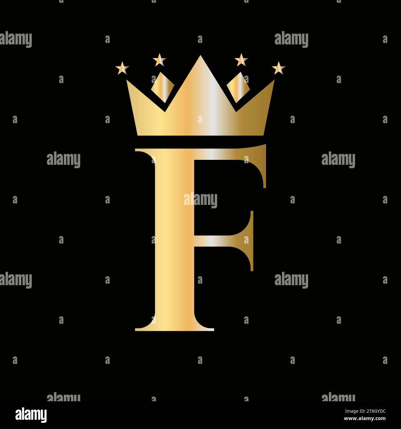 Crown Logo On Letter F with Star Icon. Crown Symbol Template Stock ...