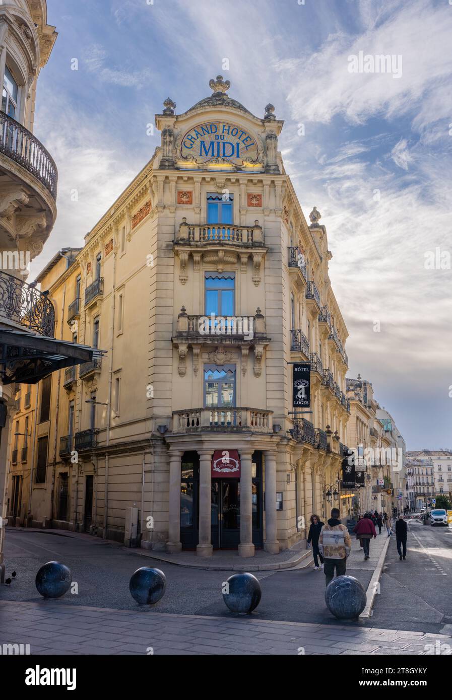 Montpellier, France - January 16 2023 - Grand Hotel Du Midi. old luxurious hotel in the center of Montpellier Stock Photo