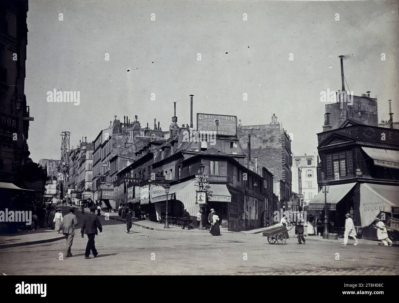 Rue Lepic taken from the Place Blanche, 18th arrondissement, Paris, September 1904, Biard, Ch., Photographer, En 9-1904, Photography, Graphic arts, Photography, Gelatino silver bromide print, Dimensions - Work: Height: 11.3 cm, Width: 16.1 cm, Dimensions - Antique mount:, Height: 18.2 cm, Width: 24.2 cm Stock Photo