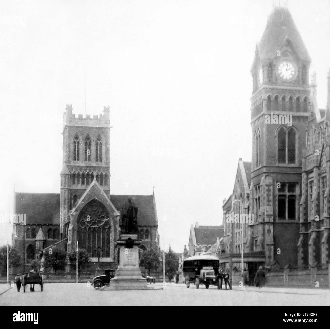 Burton on Trent Town Hall and St. Paul's Church, probably 1920s Stock