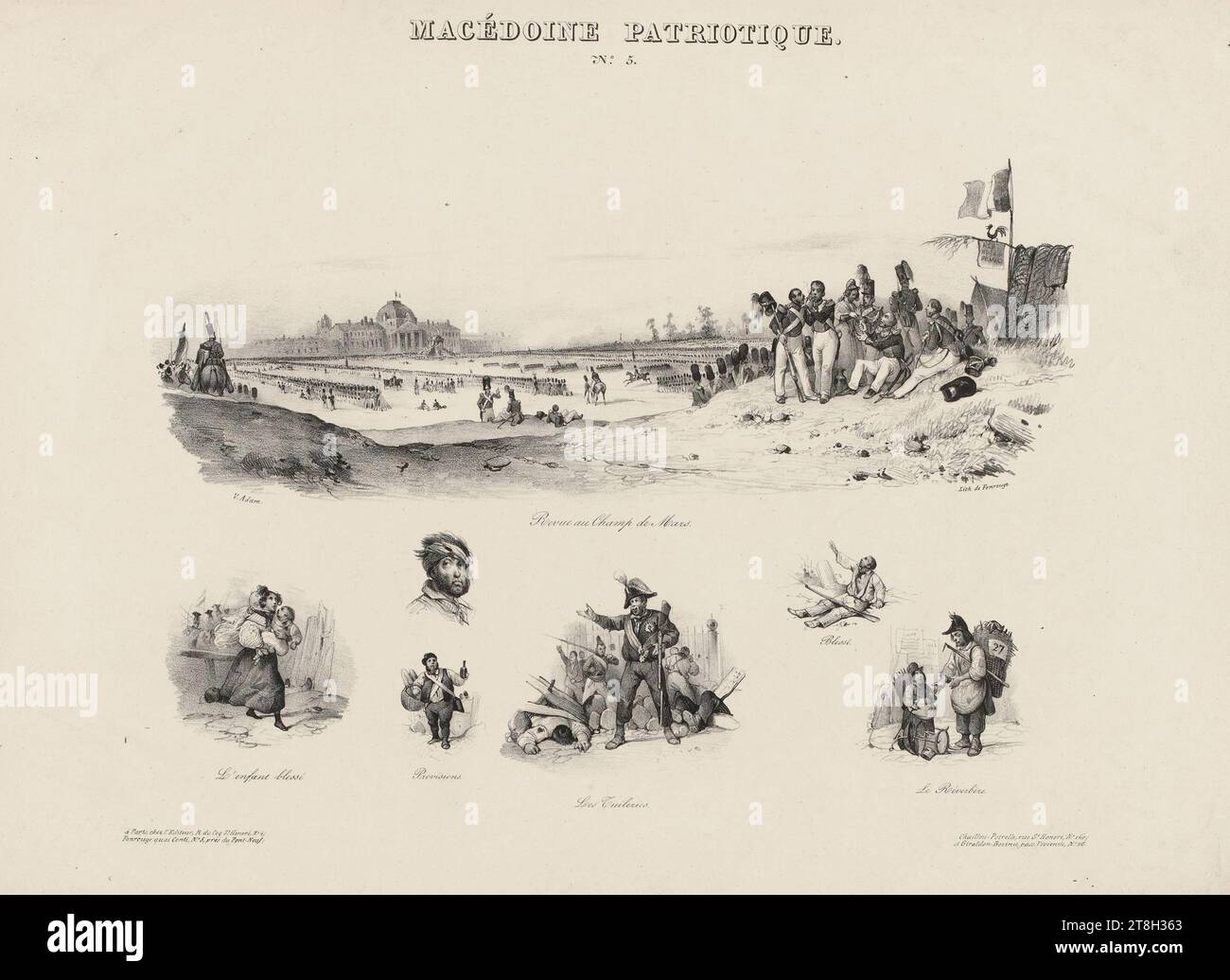 PATRIOTIC MACEDONIA, N°5, Adam, Victor (Jean-Victor Adam, known as), Draftsman-lithographer, Fonrouge, Antoine Adolphe Catherine, Printer-lithographer, The Publisher, Fonrouge, Antoine Adolphe Catherine, Publisher, Chaillou-Potrelle, Publisher, Giraldon-Bovinet, Publisher, In 1830, Print, Graphic Arts, Print, Lithography, Paris, Paris, Paris, Paris, Dimensions - Work: Height: 31. 7 cm, Width: 46.7 cm, Dimensions - Mounting:, Height: 32.3cm, Width: 49cm Stock Photo