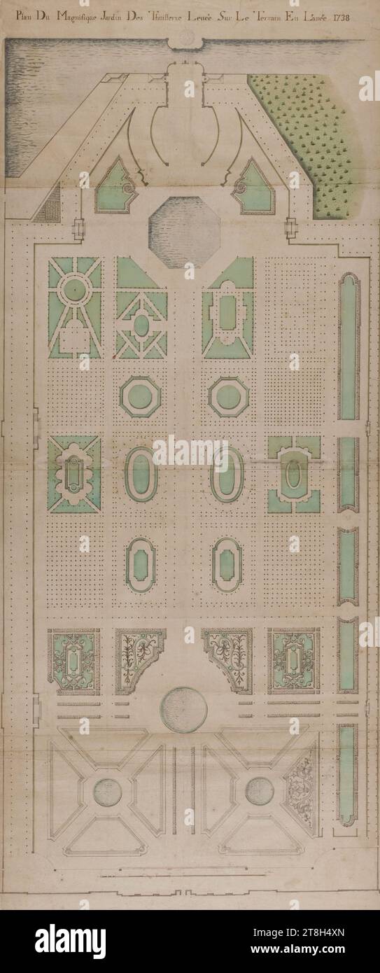 Plan of the Tuileries Gardens in 1738, Draughtsman, Array, Drawing ...