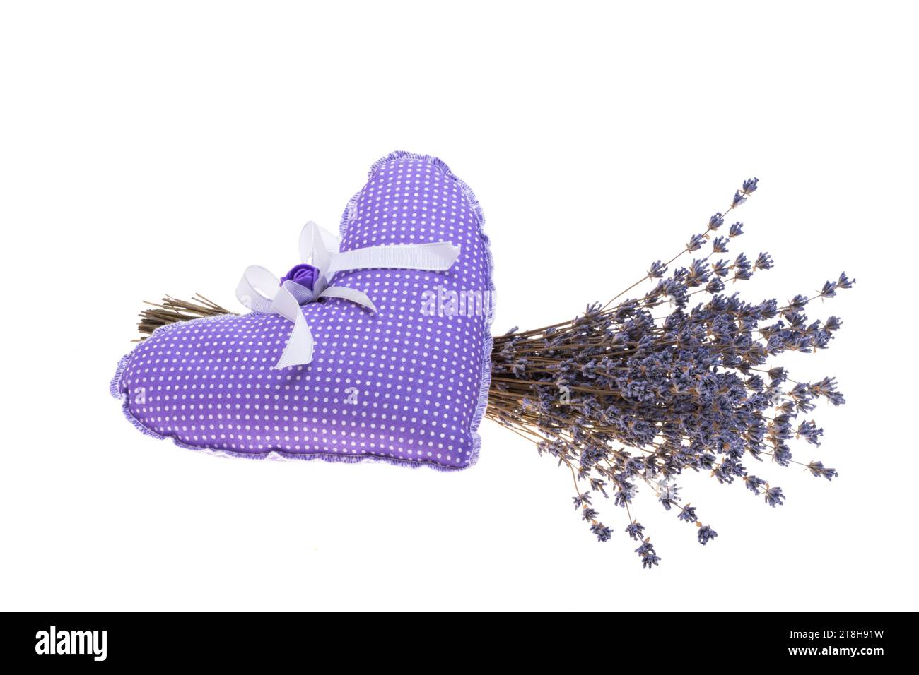 lavender heart with dry lavender isolated on white background Stock Photo