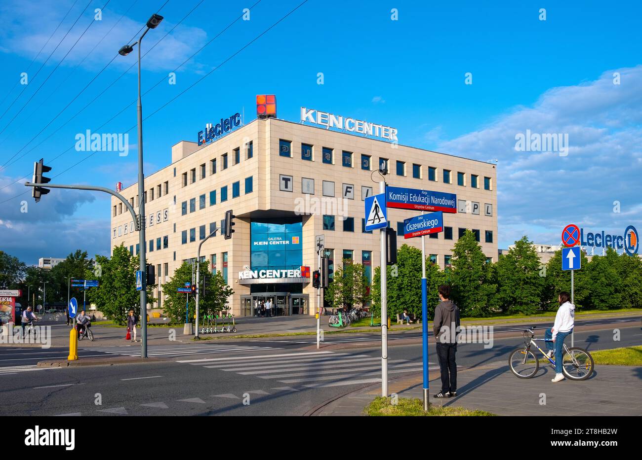 Warsaw, Poland - May 28, 2021: KEN Center office and retail complex at KEN and Ciszewskiego street in Stoklosy quarter of Ursynow district of Warsaw Stock Photo