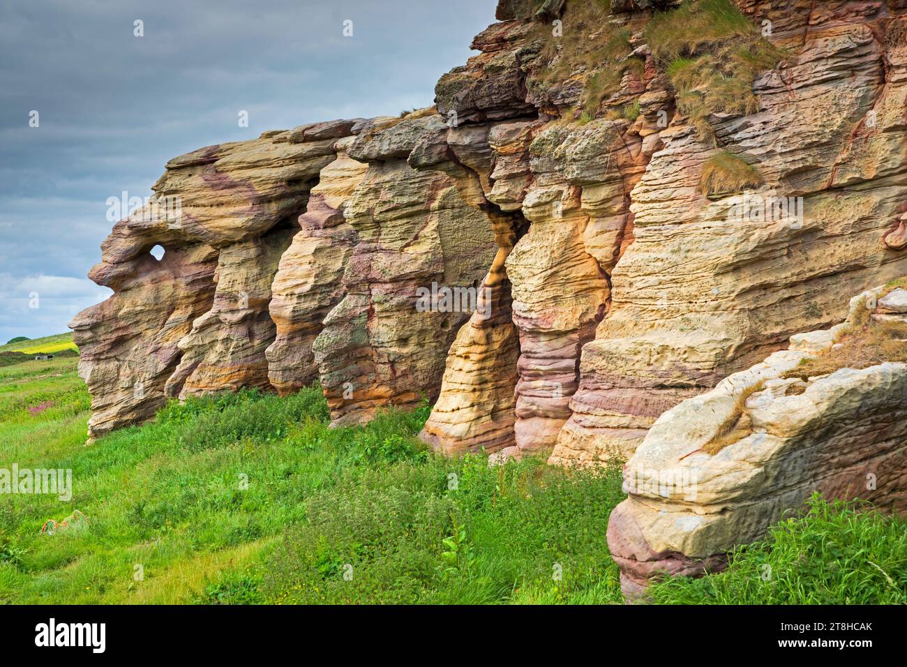 Caiplie Caves and rock formation, Fife coastal Walk, Between Crail and Anstruther, Fife, Scotland, UK, United Kingdom Stock Photo