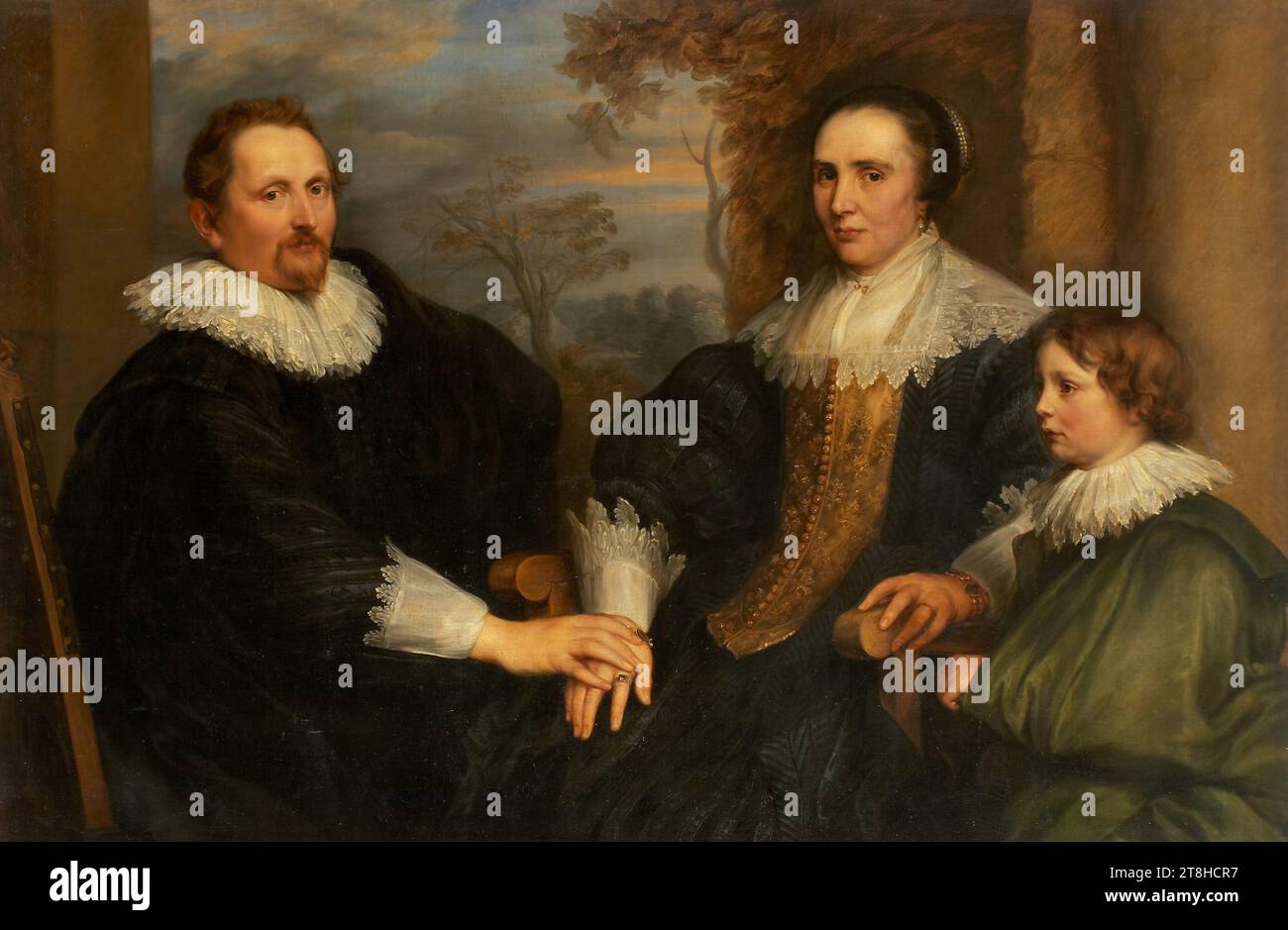 Copy after ANTHONIS VAN DYCK, portrait of Sebastian Leerse and his family, approx. 1691 - 1740, dimensions, 111.7 x 165.1 cm, oil on canvas, portrait of Sebastian Leerse and his family, painter, copy after ANTHONIS VAN DYCK, 17TH CENTURY 18TH CENTURY, BAROQUE, PAINTING, oil on canvas, CANVAS, OIL, Unmarked Stock Photo