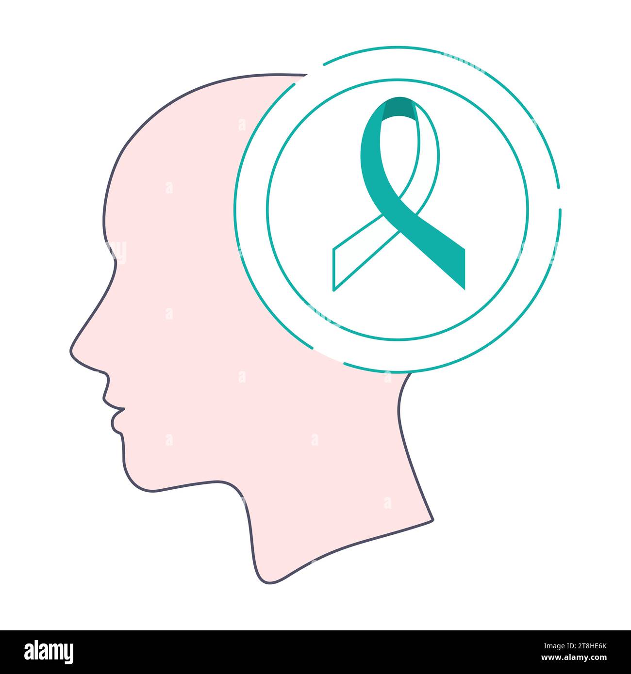 Teal and white awareness ribbon icon Stock Vector