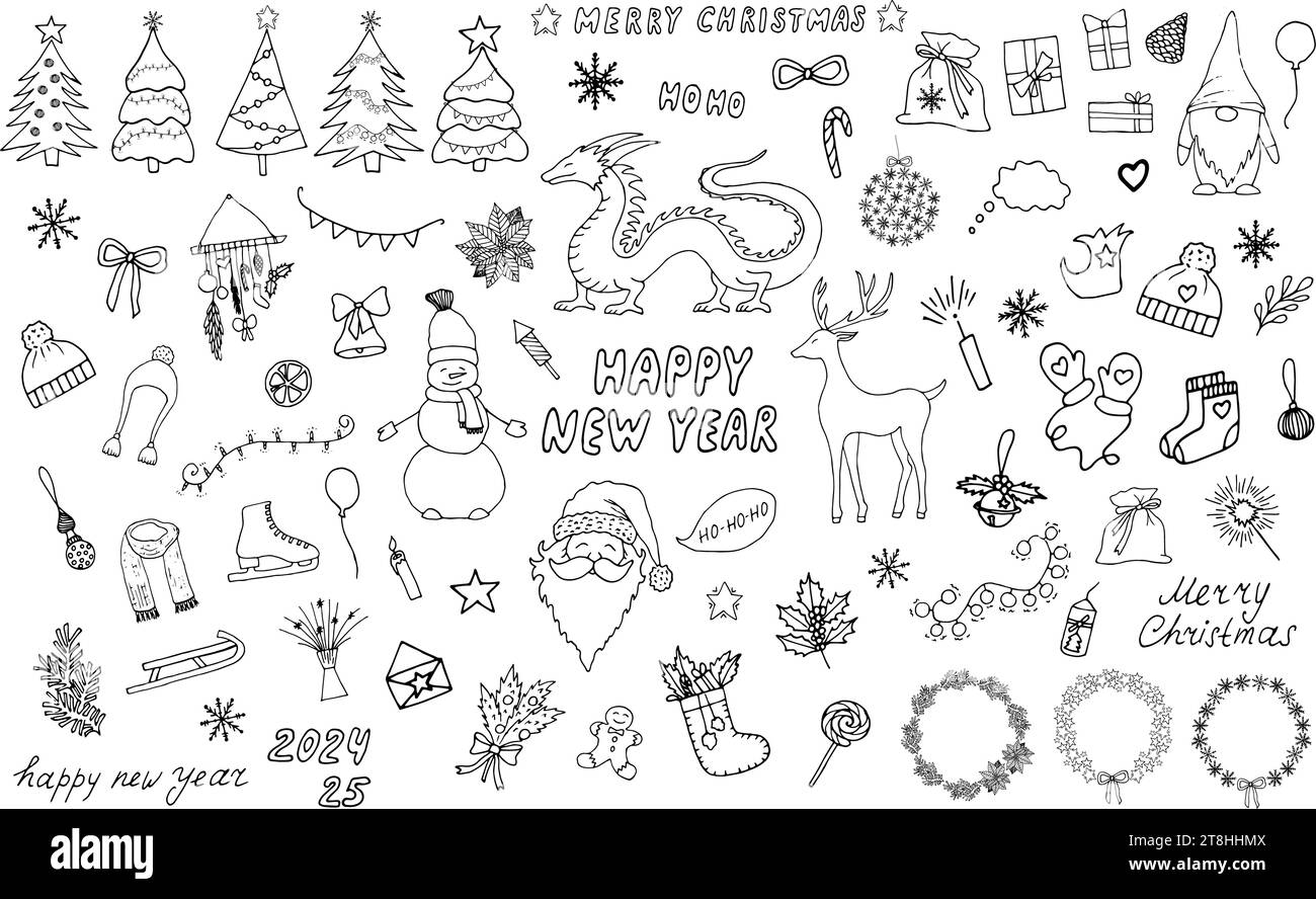 Large winter collection for Christmas and New Year. Symbol of 2024 is
