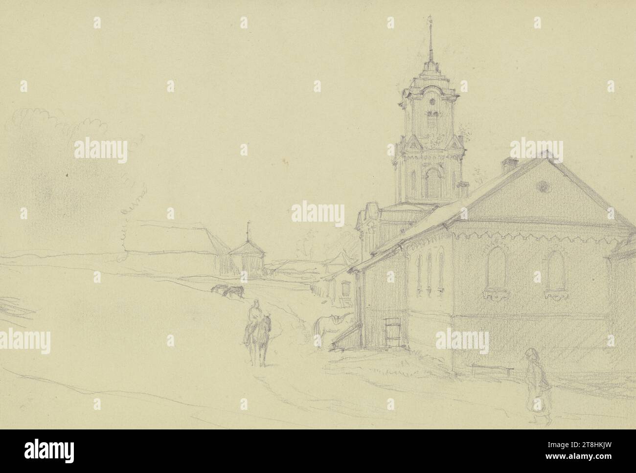 WILHELM AMANDUS BEER, Russian church, sheet, 143 x 213 mm, pencil on