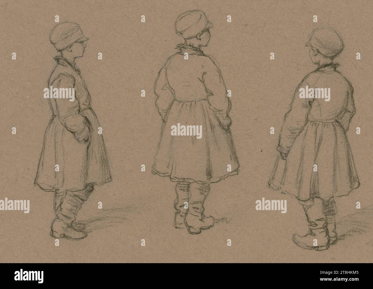 WILHELM AMANDUS BEER, Russian child in three views, sheet, 155 x 218 mm