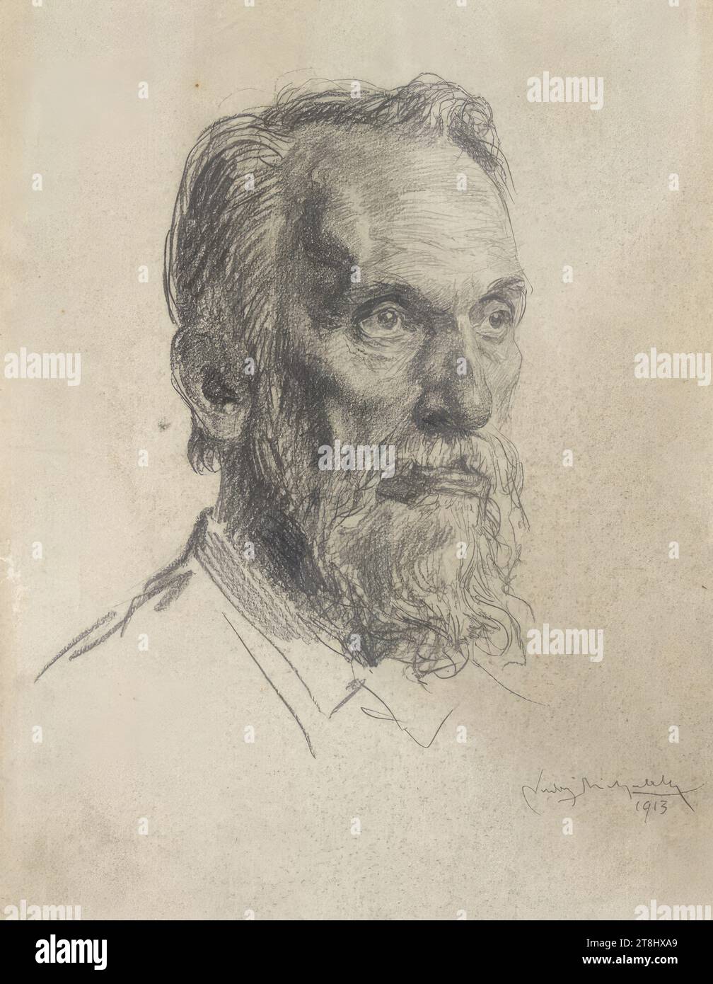 Study of the etching by Dr. Eugen Bormann, Ludwig Michalek, Temesvár 1859 - 1942 Vienna, 1913, drawing, pencil wiped, according to Cahier: 28.7 x 21 cm, l.l. 'Study for the etching Hofrat Dr. Eugen Bormann'; r.u. '26905, Austria Stock Photo
