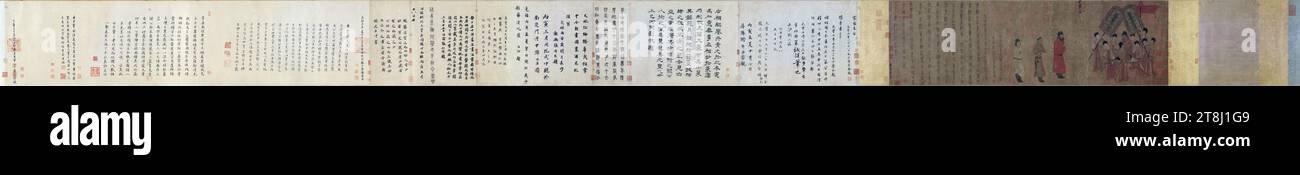 Full scroll of the Emperor Taizong Receiving the Tibetan Envoy. Song dynasty by Yan Liben Stock Photo