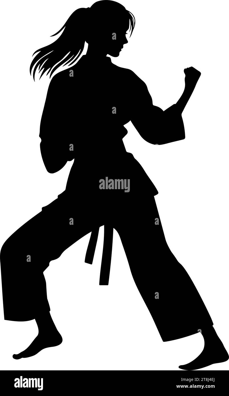 Female judo fighter silhouette. vector illustration Stock Vector