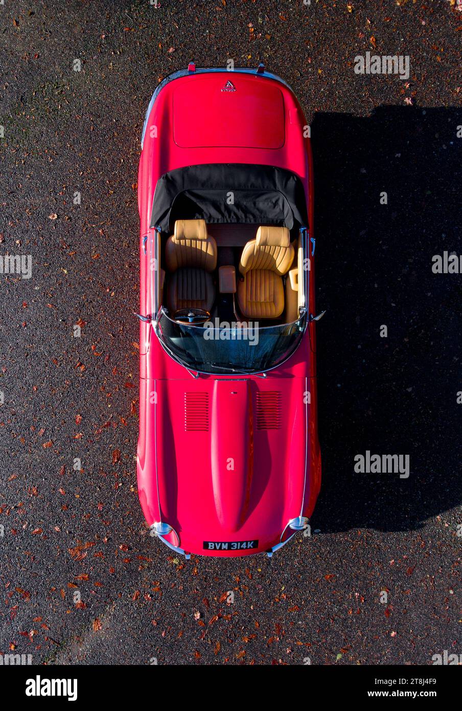 !973 Jaguar E Type Series 3 V12 classic British Sports car in red and