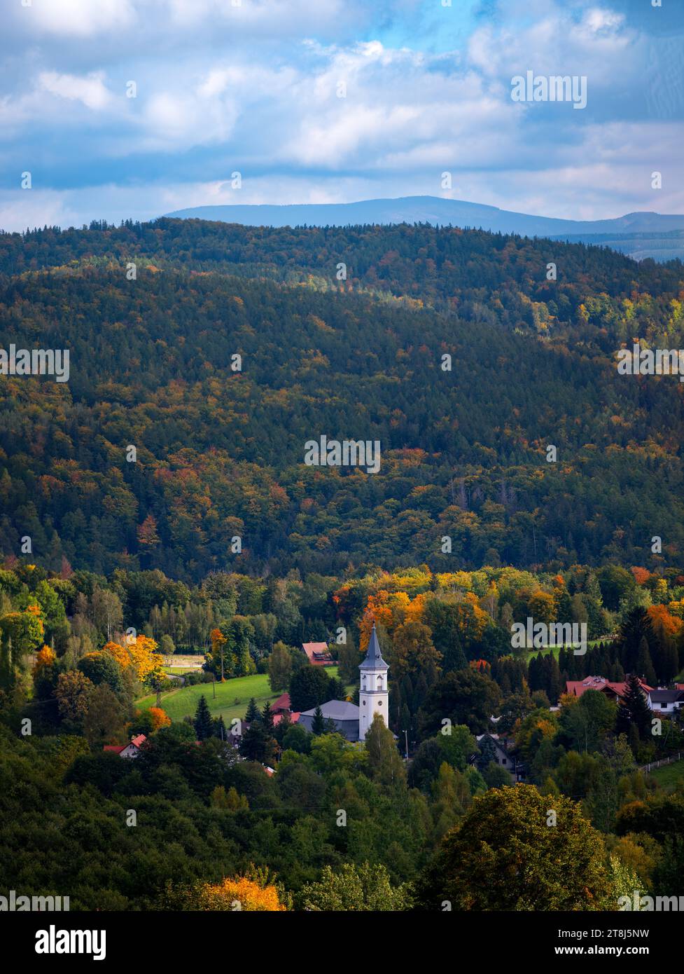 24 09 2022: view of town in Karkonosze mountains Szklarska Poreba, Poland Stock Photo