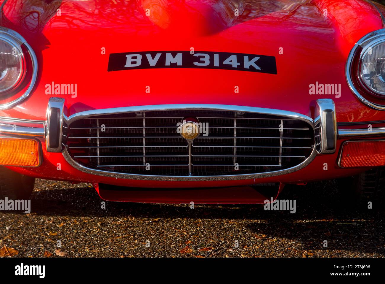 !973 Jaguar E Type Series 3 V12 classic British Sports car in red and