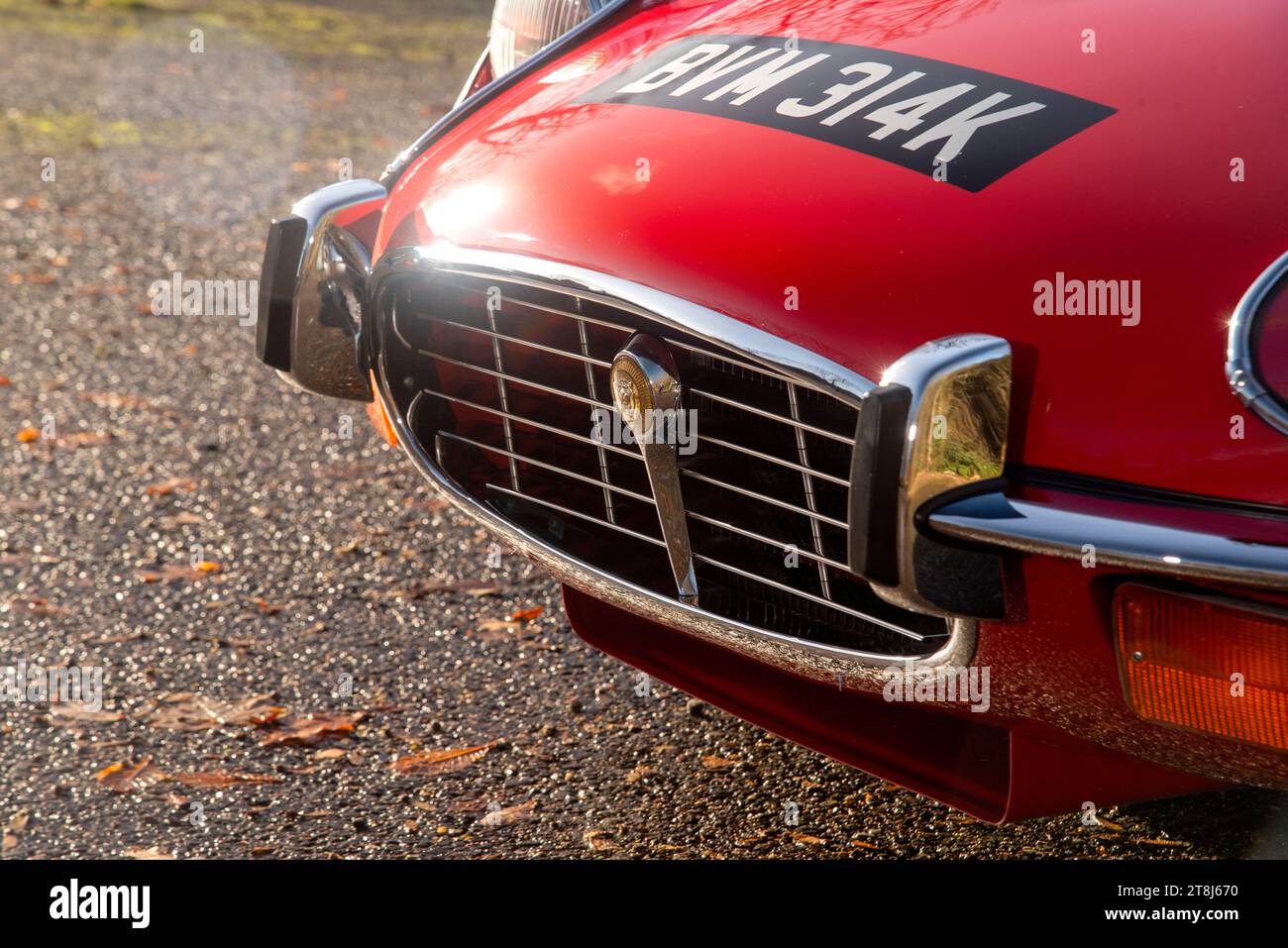 !973 Jaguar E Type Series 3 V12 classic British Sports car in red and