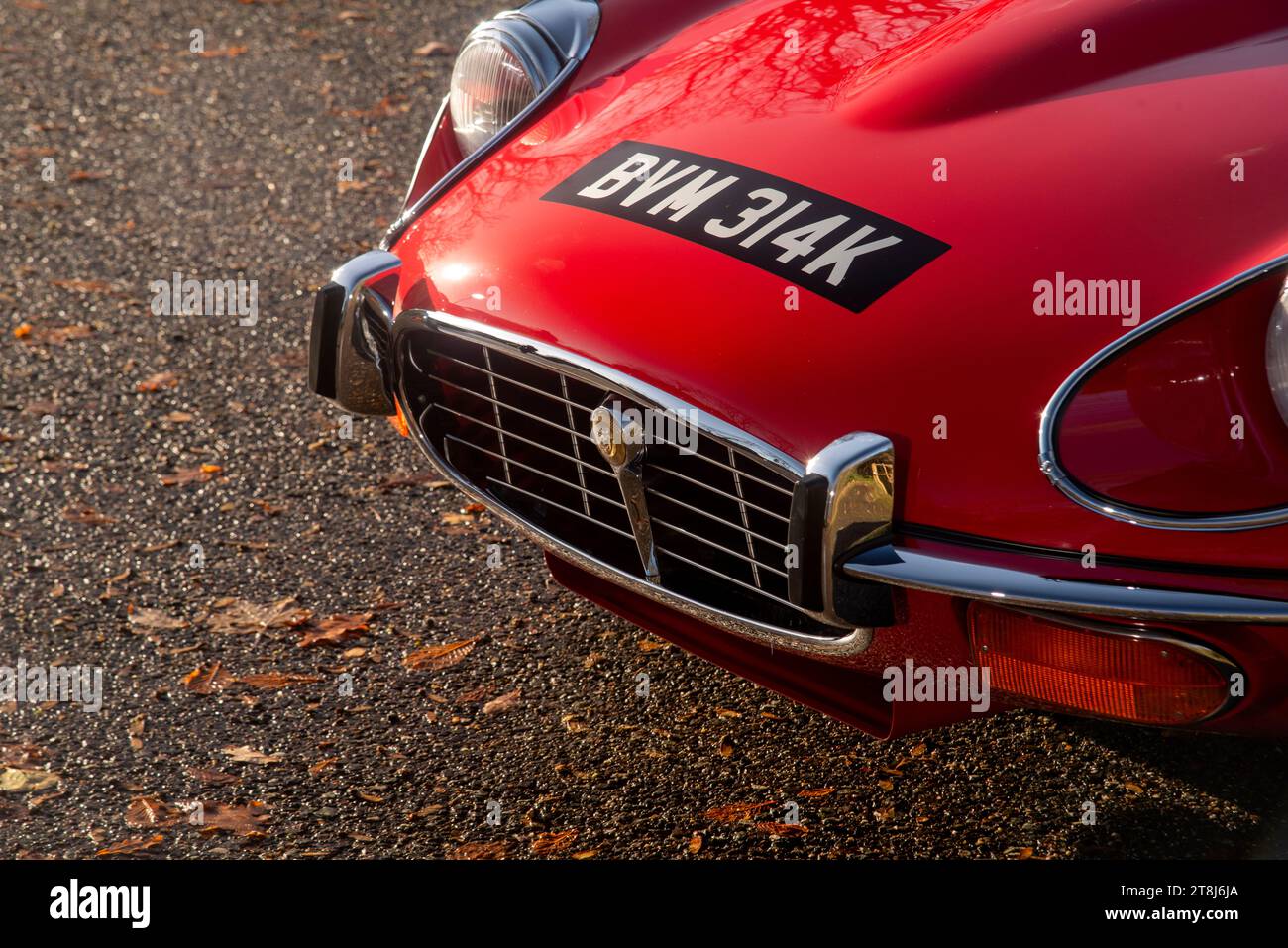 !973 Jaguar E Type Series 3 V12 classic British Sports car in red and
