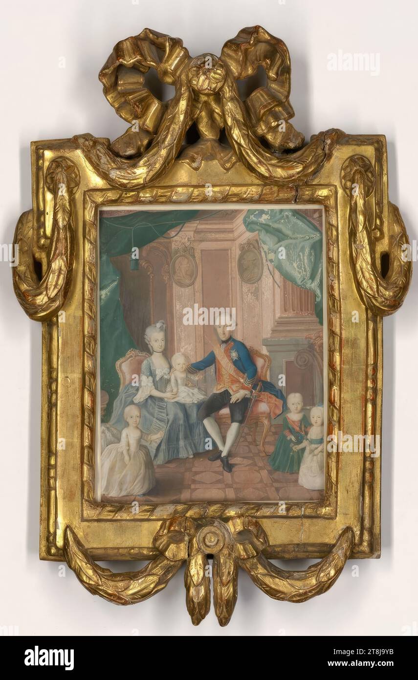 Ferdinand IV, King of Naples with family, Archduchess Marie Christine Habsburg-Lorraine, Vienna 1742 - 1798 Vienna, 2nd half of the 18th century, drawing, miniature on paper, sheet: 24 x 18 cm, Austria Stock Photo