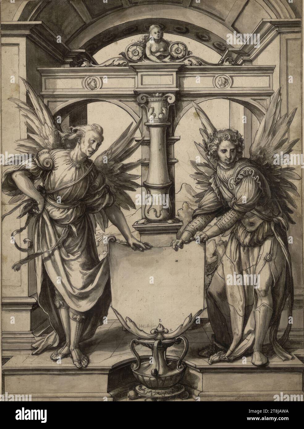 Two Geniuses Two Geniuses, disc crack, Hans Holbein the Elder J., Augsburg 1497 or ...