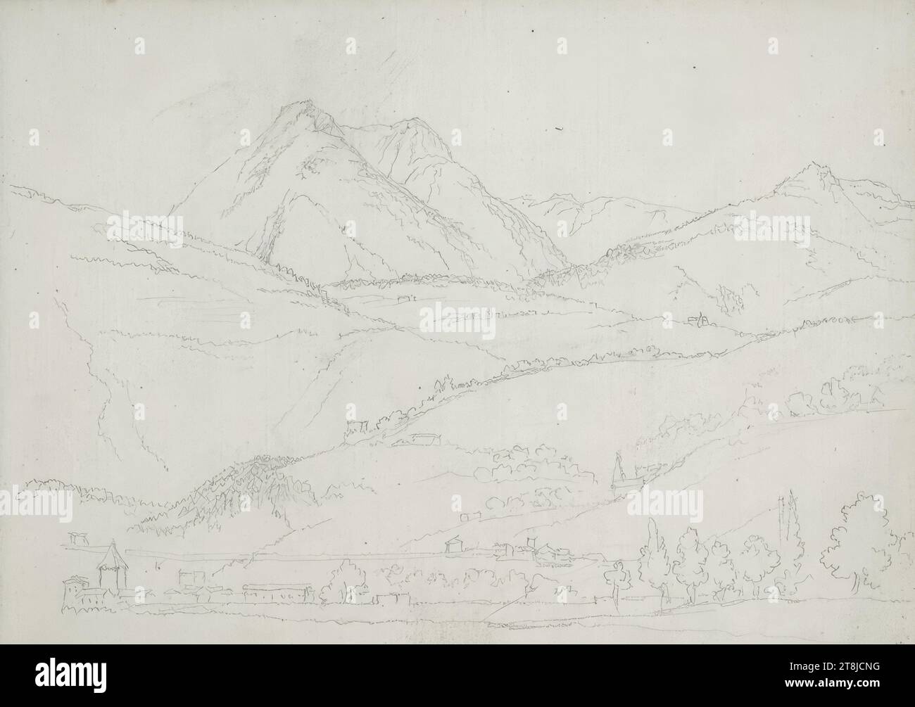 Brixen, sketchbook Höfel Blasius II; 58 paginated pages, Blasius Höfel, Vienna 1792 - 1863 Aigen bei Salzburg, November 12, 1818, sketchbook: 1818 - 1820, drawing, pencil, sheet: 11.5 cm x 15.5 cm, l.l. 'Brixen November 12th. 1818', pencil, Austria Stock Photo