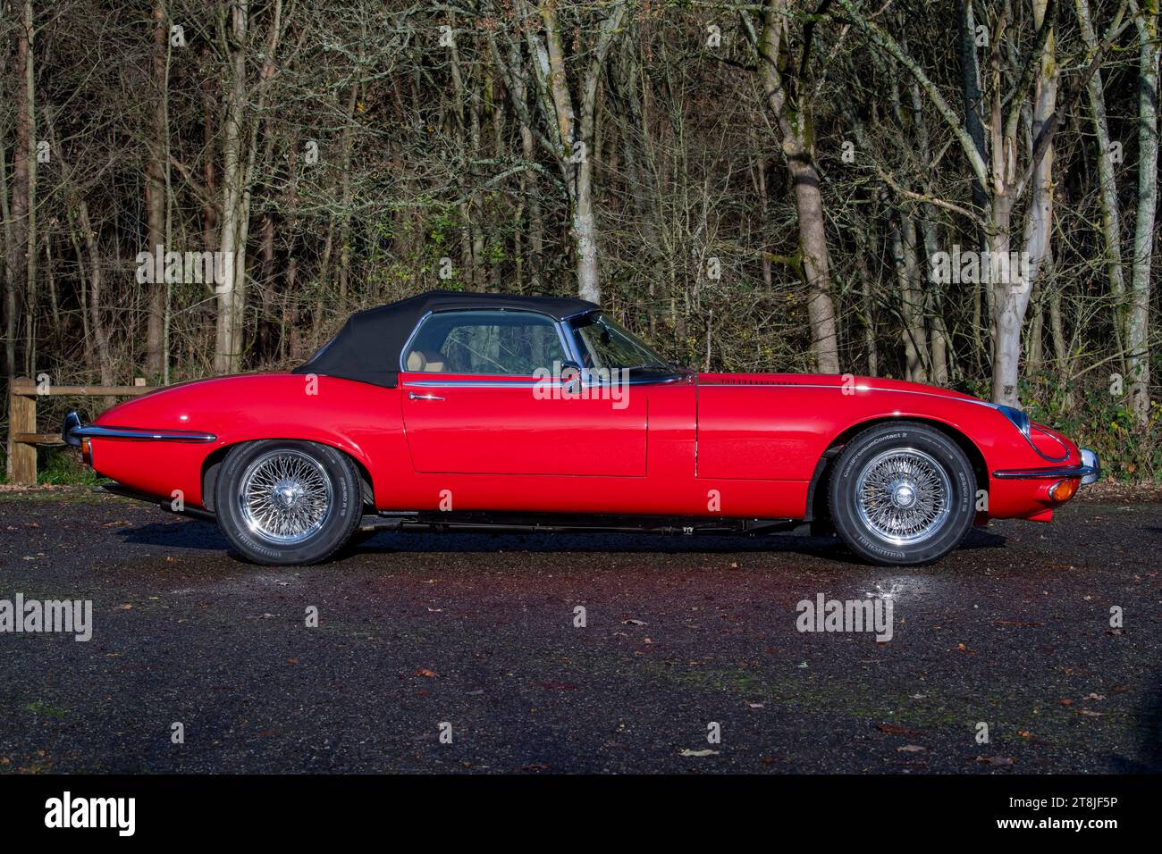 !973 Jaguar E Type Series 3 V12 classic British Sports car in red and