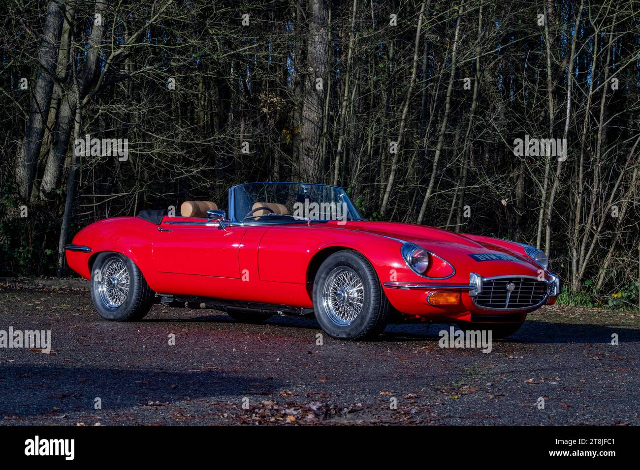 !973 Jaguar E Type Series 3 V12 classic British Sports car in red and