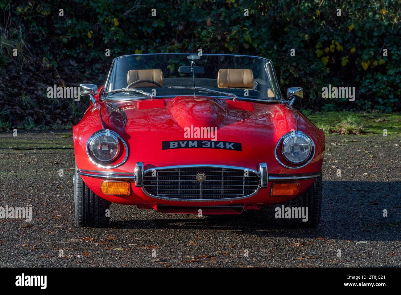 !973 Jaguar E Type Series 3 V12 classic British Sports car in red and