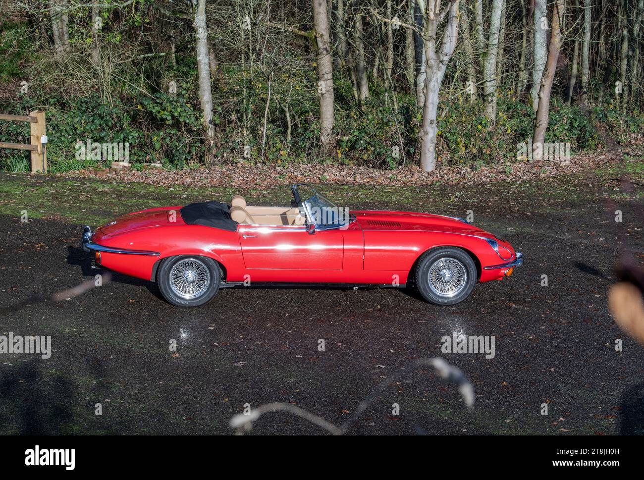 !973 Jaguar E Type Series 3 V12 classic British Sports car in red and