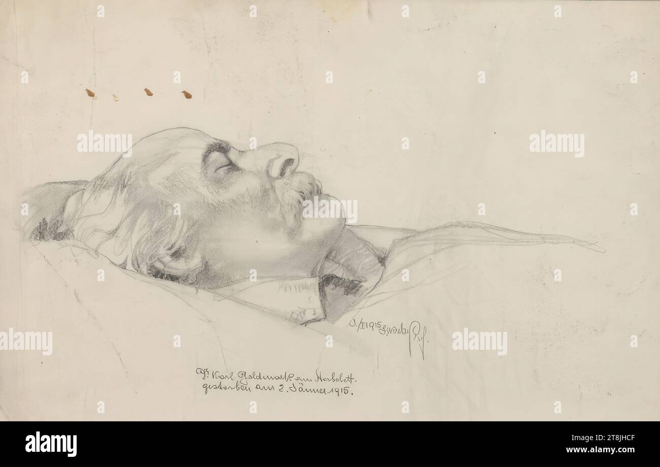 Dr. Karl Goldmark, Sergius Hruby, Vienna 1869 - 1943 Vienna, 1915, drawing, pencil, 22.2 x 31 cm, M. '3./I. 1915 Hruby Prof. Dr.Karl Goldmark on his deathbed / died on January 2nd, 1915, Austria Stock Photo